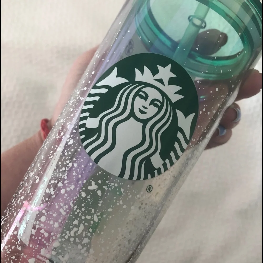 Starbuck Clear Speckle Snow Mint Glass Tumbler